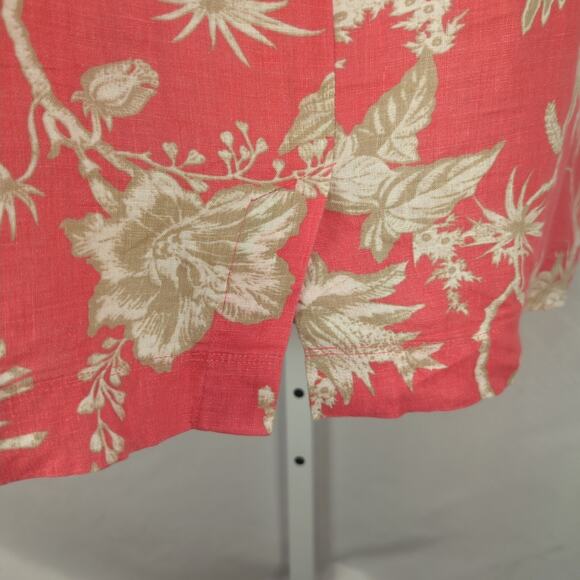 J Jill Dress Womens Large Pink Linen Travel Floral Resort Cruise Vacation Shift - Picture 10 of 13